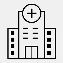 Hospital Vector Icon - High-Resolution Vector Graphic on Transparent Background, Modern Medical Building Symbol, Ideal for Healthcare, Clinics, and Emergency Services Illustrations