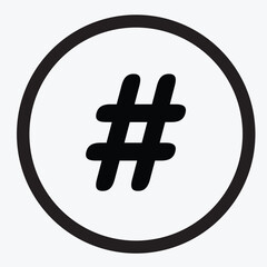 Hashtag Vector Icon - High-Resolution Social Media Symbol, Minimalist Design, Ideal for Digital Marketing, Trends, and User Interface Illustrations