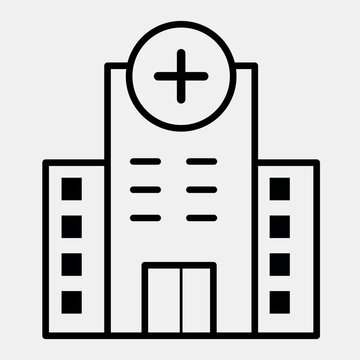Hospital Vector Icon - High-Resolution Vector Graphic on Transparent Background, Modern Medical Building Symbol, Ideal for Healthcare, Clinics, and Emergency Services Illustrations