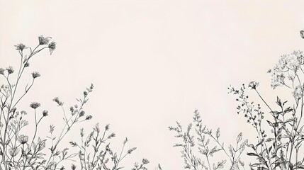 Luxury botanical background with trendy wildflowers