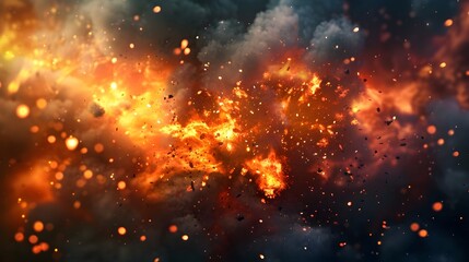 Naklejka premium Explosion background with fire and particles