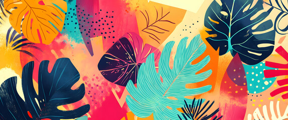 "Vibrant and Colorful Illustration of Various Tropical Fish on a Deep Blue Background"