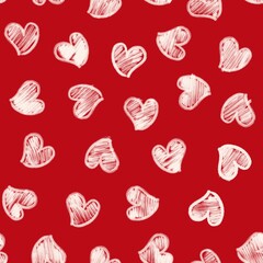 hand drawn heart seamless pattern.