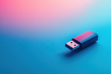 Fototapeta premium USB Drive Against a Simple, Plain Background. copy space