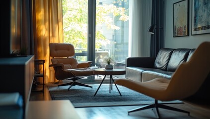 Fototapeta premium Modern Living Room Interior with Stylish Furniture