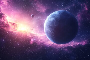 Obraz premium Space cosmic illustration with planets scene created with Generative AI