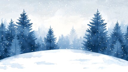 Fototapeta premium Winter Wonderland: A Watercolor Forest Landscape