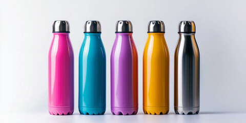 Steel Water Bottle Thermos Mockup 