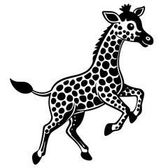 little giraffe jump black silhouette