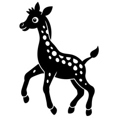 little giraffe jump black silhouette