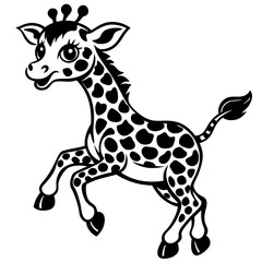 little giraffe jump black silhouette