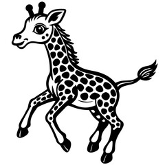 little giraffe jump black silhouette