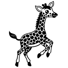 little giraffe jump black silhouette
