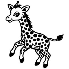 Fototapeta premium little giraffe jump black silhouette