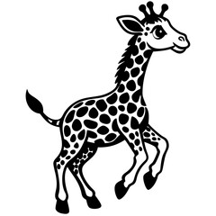 little giraffe jump black silhouette