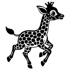 little giraffe jump black silhouette