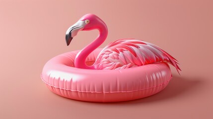 Flamingo Fun: Isolated Swimming Ring for Summer Pool Parties