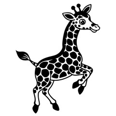 little giraffe jump black silhouette