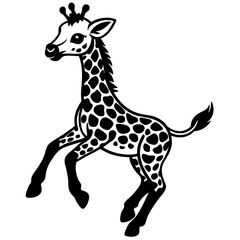 little giraffe jump black silhouette