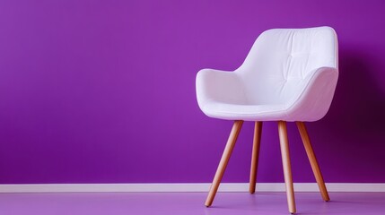 White Chair Against a Vibrant Purple Wall