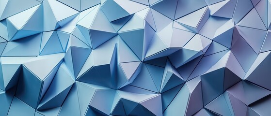 Fototapeta premium Beautiful Geometric Blue Wallpaper. Modern wallpaper with sharp geometric shapes in various shades of blue