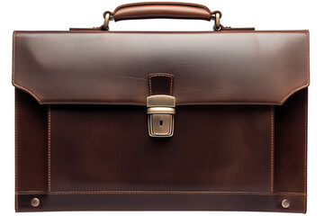 Close Up To a business briefcase PNG isolated on white and transparent background - Professional Leather briefcase Office bag for Businessman Business luxury accessories