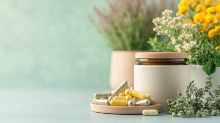 A tranquil evening routine with a balanced meal, herbal supplements, and a wellness journal, symbolizing the role of balance in preventive health