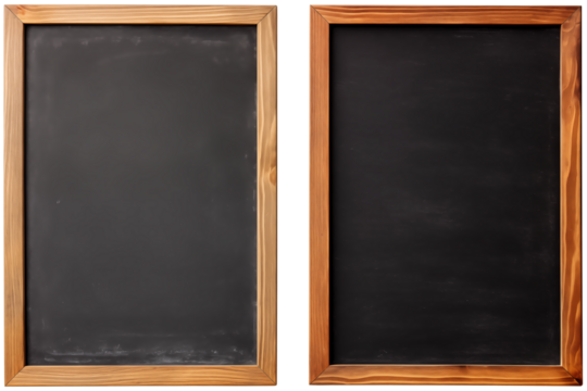Close Up To Set of empty School blackboards PNG isolated on white and transparent background - Classroom writing Chalkboard Educational writing board School Teaching Assets