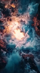 aerial view of the ocean featuring vibrant blue waters, gentle waves, and a sunlit horizon. The natural beauty and vastness of the sea evoke a sense of tranquility and the infinite possibilities of na