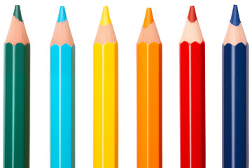 Front View to a Set of Multicolored pencils PNG isolated on white and transparent background - pencils with different colors Art supplies and Sketching materials Vibrant Drawing tools