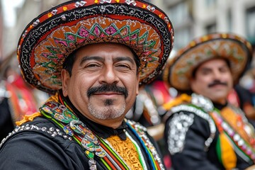 Fototapeta premium Celebratory parade in vibrant attire, showcasing cultural pride and regional heritage
