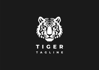 Vector illustration of Tiger Head Silhouette Logo Design