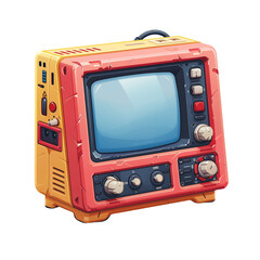 3D vector icon of Isometric television on a white background, with no shadows or gradients and a flat design, 2D illustration in the style of simple shapes and colorful vector graphics.