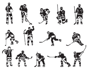 full isolated ice hockey player silhouette collection © bhupen