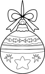 Christmas Ornament Ball Line Drawing Cartoon Illustration