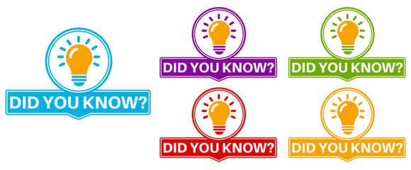 Fototapeta premium set did you know icon sign. knowledge fact label icon template design vector illustration