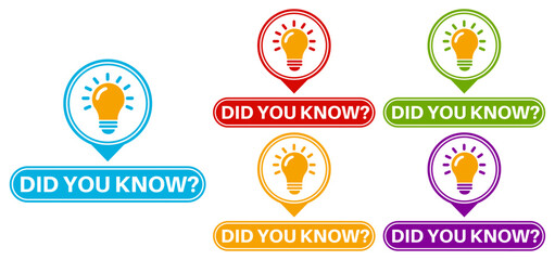 set did you know icon sign. knowledge fact label icon template design vector illustration