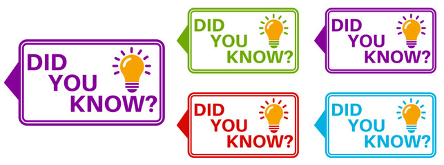Set collections trendy colorful did you know icon sign. interesting fact information symbol labels design template Vector illustration