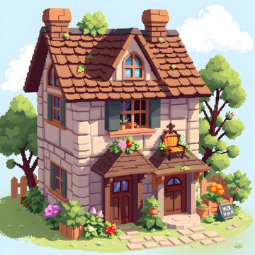 Encantadora Caba&ntilde;a Pixelada en la Pradera
