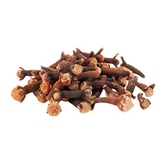 A detailed pile of whole cloves, isolated on a transparent background, ideal for culinary, aromatic, and herbal designs.