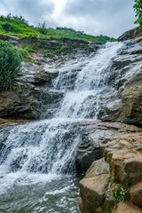 A waterfall during the monsoons near Pune India. Monsoon is the annual rainy season in India from June to September.