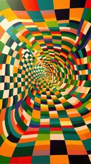 a painting of a multicolored tunnel with a white background