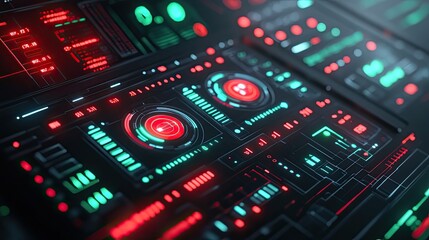 Obraz premium Futuristic Technology Interface with Red and Green Lights