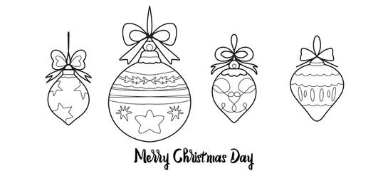 Adobe Illustrator Christmas Ornament Ball Line Drawing Cartoon Illustration