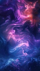 a blue, purple, and red background with stars