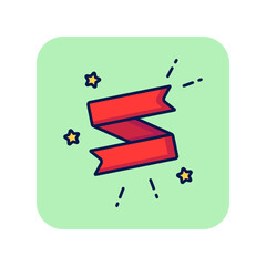 Decoration line icon. Two festive bands with confetti on green background. Celebration concept. Vector illustration can be used for topics like greeting, party, festival, carnival, opening