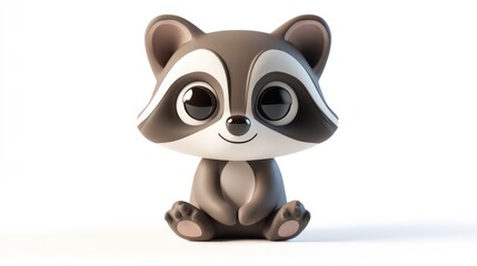 Cute Cartoon Raccoon with Big Eyes