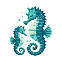 Mother and child seahorse vector illustration