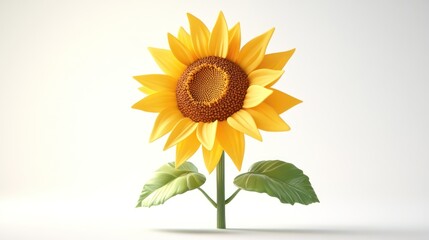 Naklejka premium A Single Sunflower on a White Background