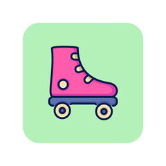 Roller skates line icon. Roller blade on green background. Sport concept. Vector illustration can be used for topics like sport, activity, lifestyle